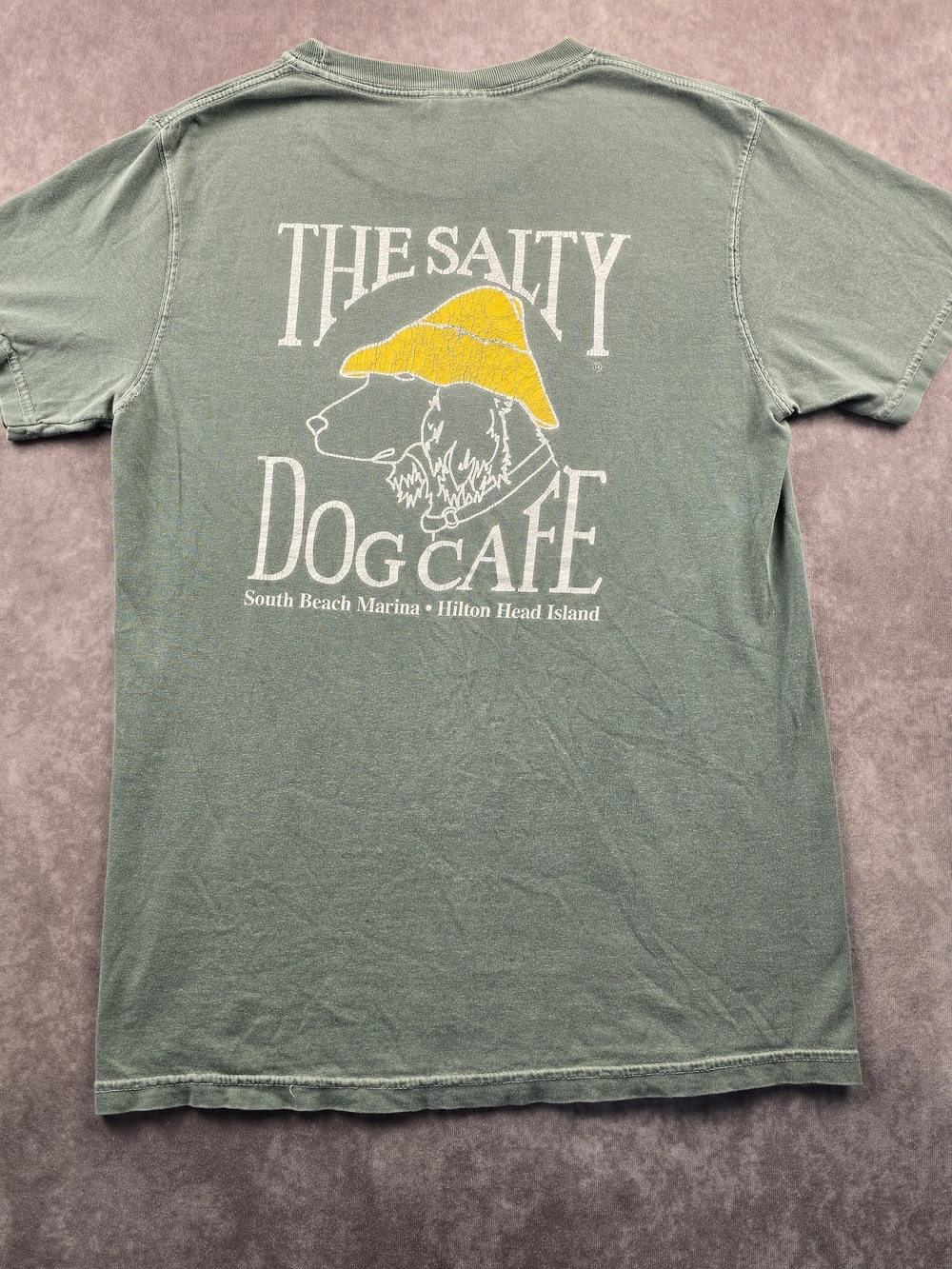 Salty Dog Cafe Hilton Head Comfort Colors Men’s Small Green Graphic Tee